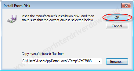 Printer Installation Manually 11 click on OK to give path