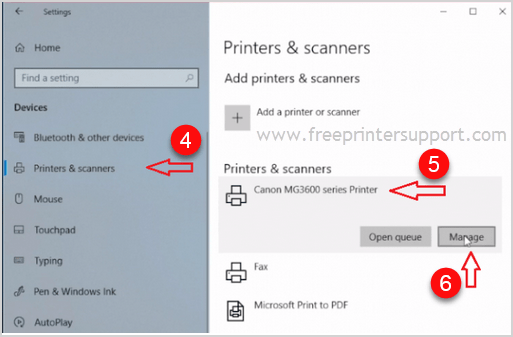 Click on desired printer