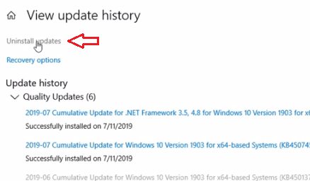uninstall updates