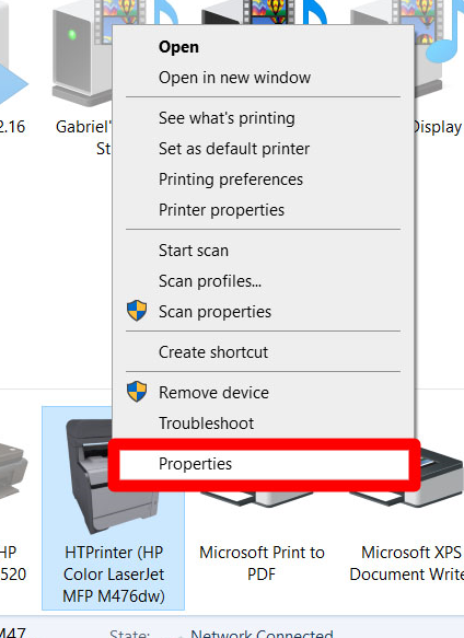 printer properties