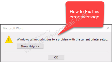 Word cannot print error