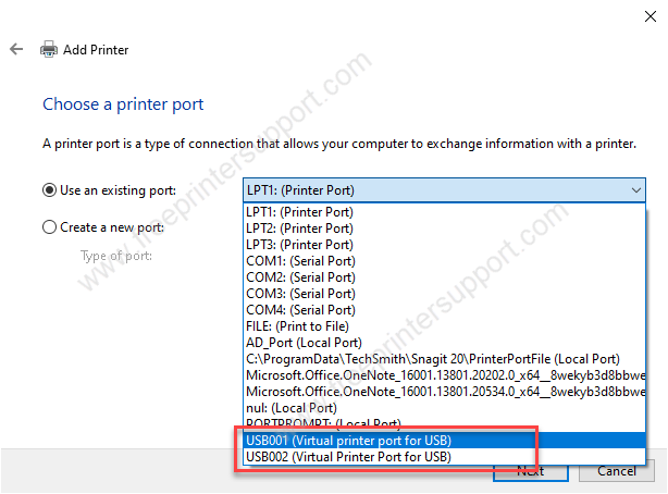 check printer port before intallation