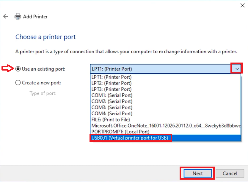 choose port