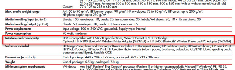HP Photosmart 2575 connecicvity options