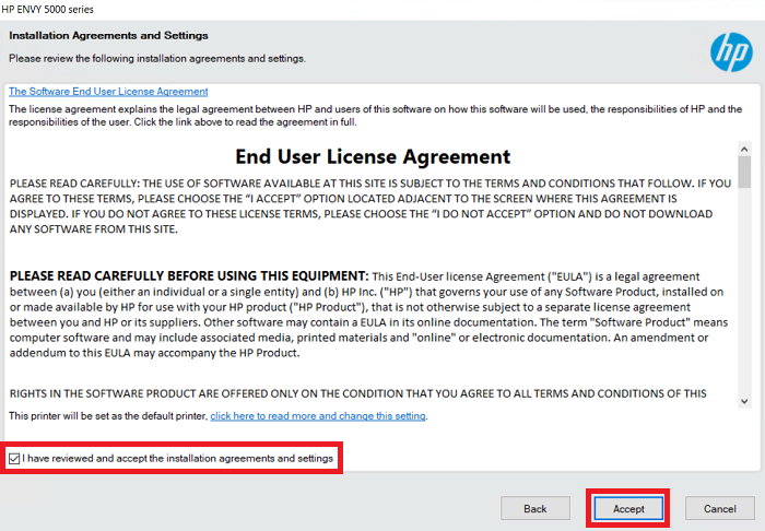 HP Envy 5032 Driver license agreement