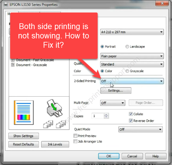 Solved) Fix If Printing Option is Not Showing (2 Sided Printing)