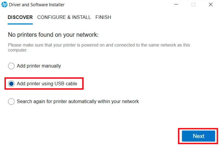 Select the USB method