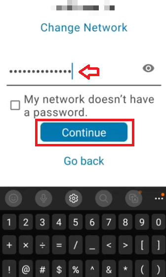 After entering click on continue