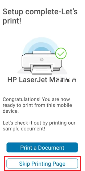 HP LaserJet M208dw printer is successfully installed through WiFi