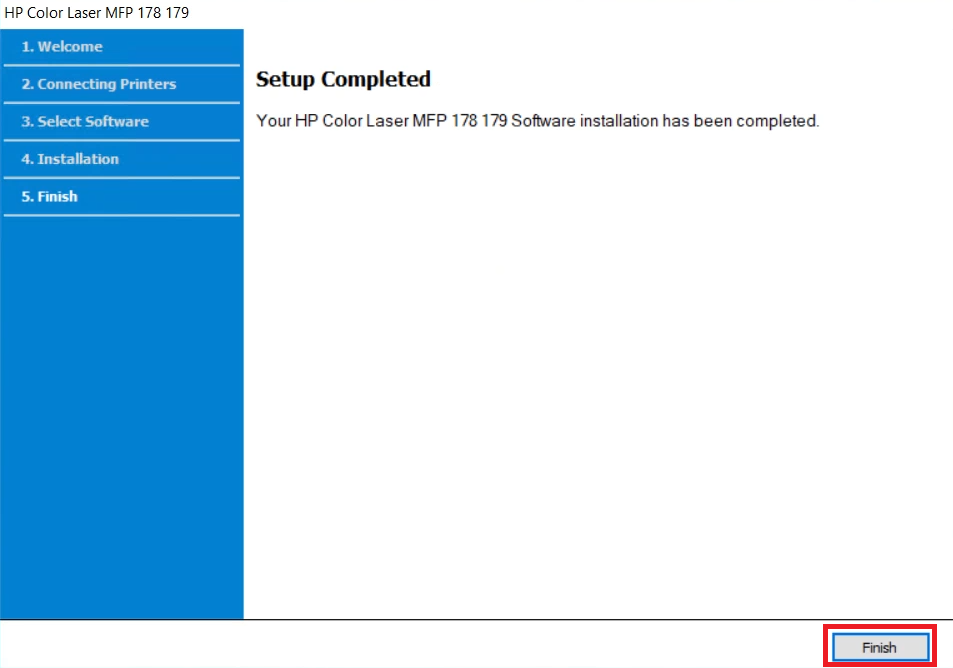 HP Laser 179fnw setup is complete