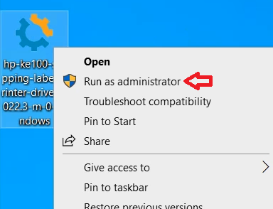 Execute the HP KE100 setup file