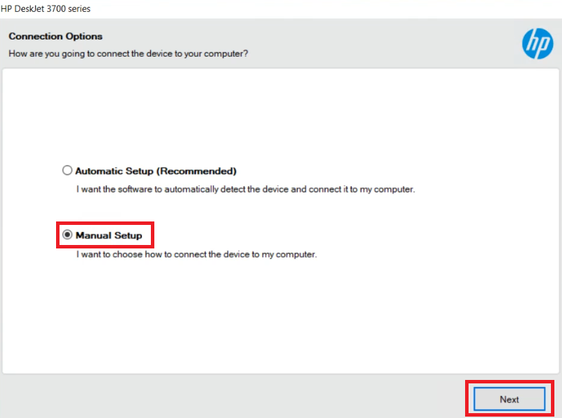 Select manual option