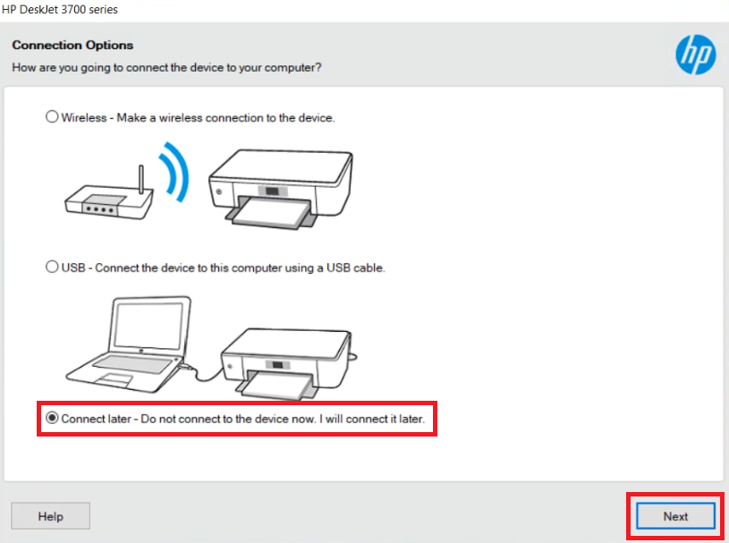 Connect the HP DeskJet 3762 printer to the computer