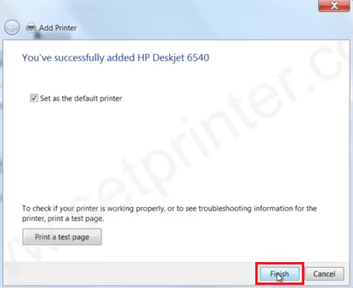Set HP Deskjet 6540 printer as default printer