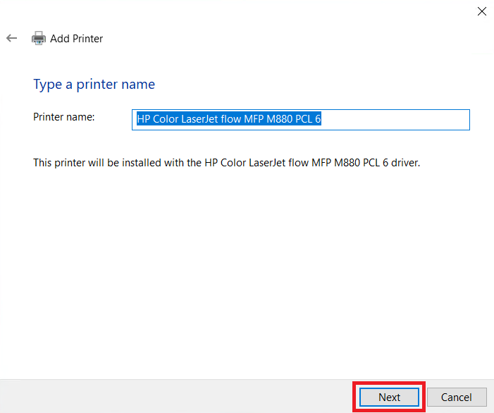confirm name of printer
