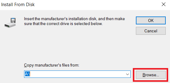 browse for driver folder