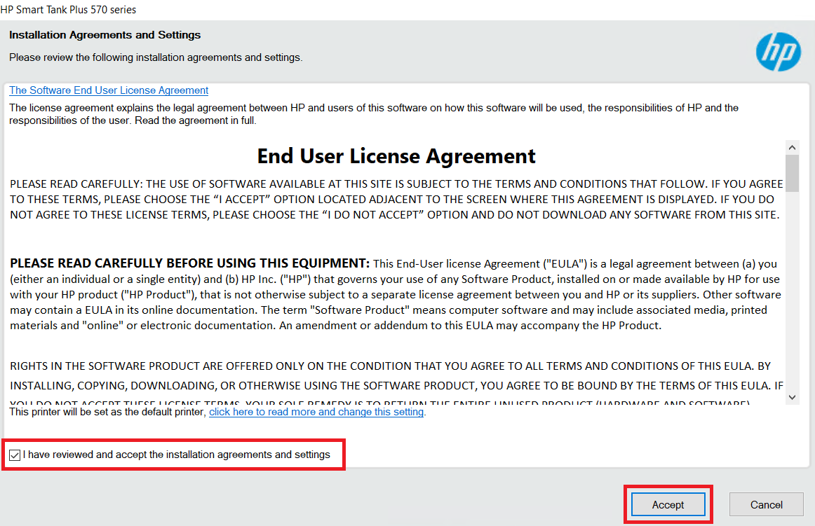 accept end user agreement