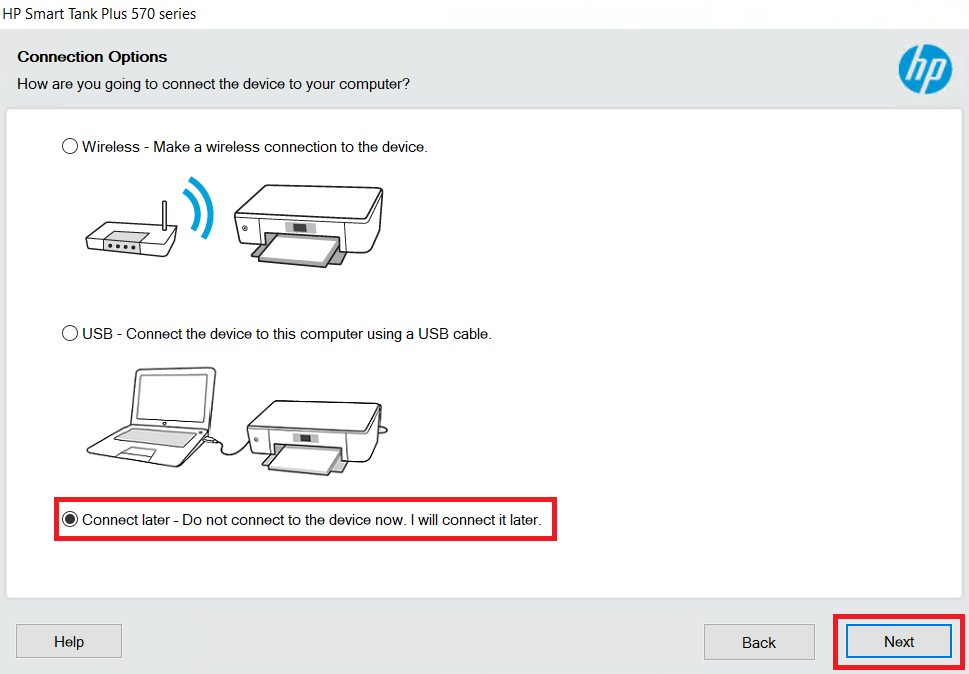connect printer later