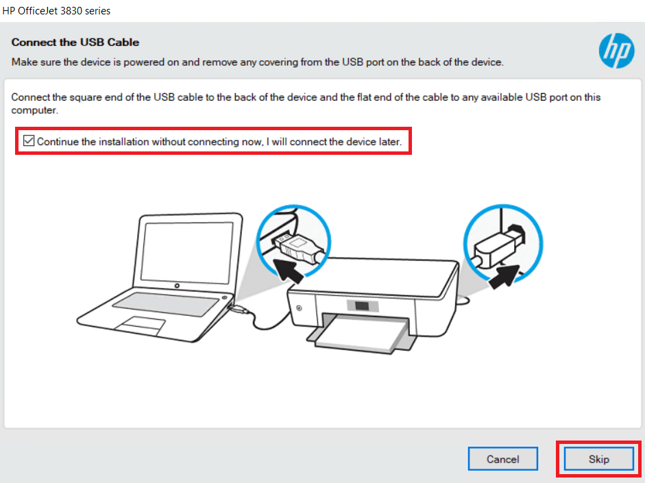 connect HP OfficeJet 3833 later