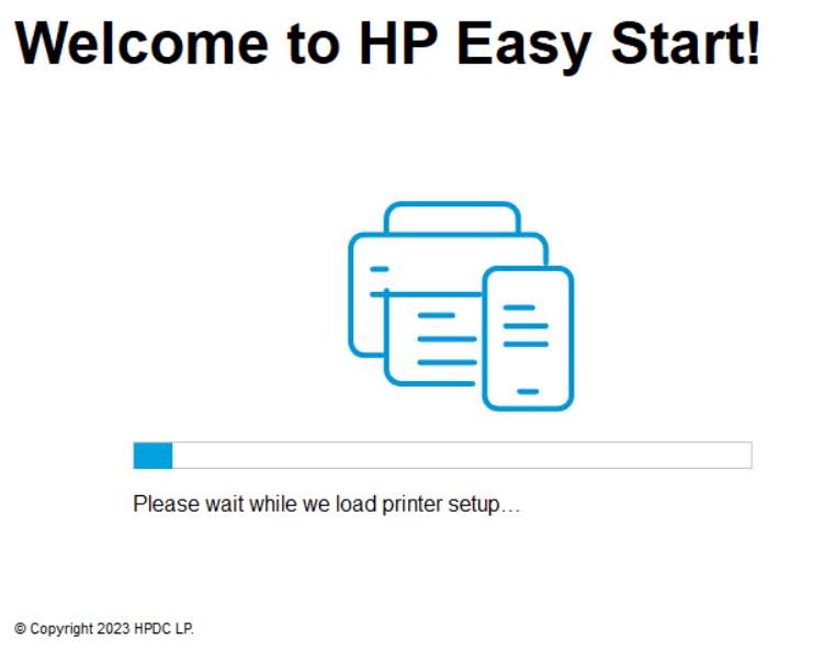 wait for the printer setup to load