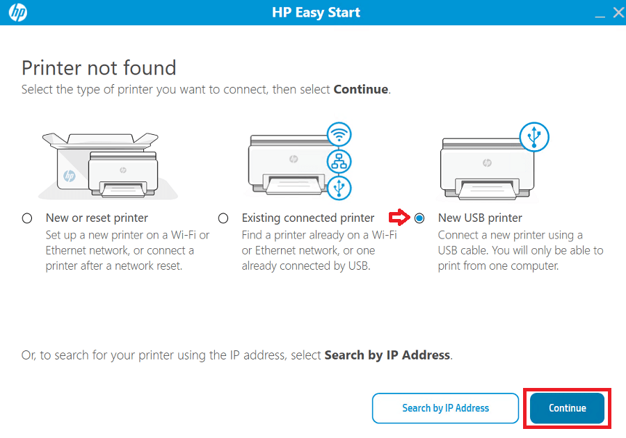 select USB connection
