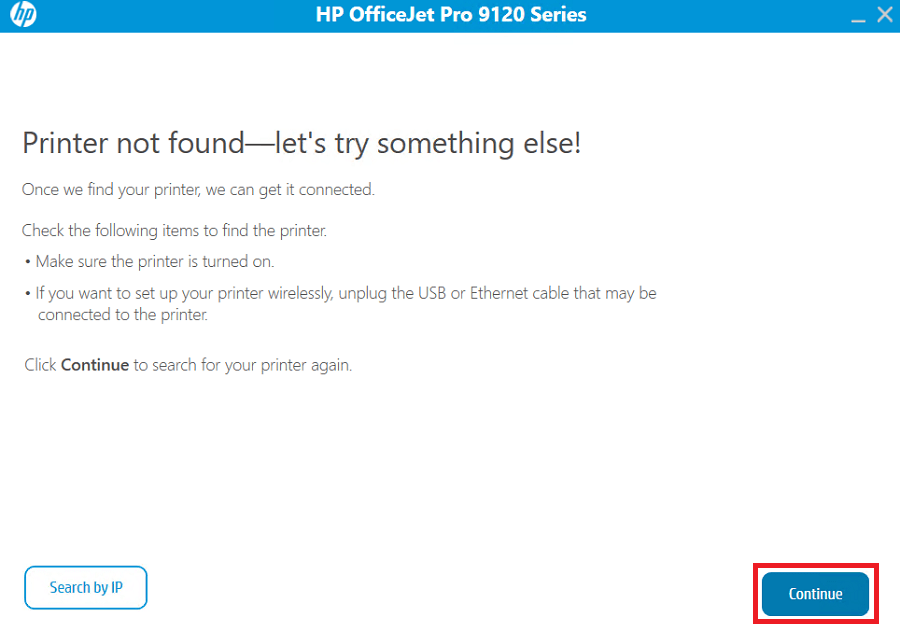 connect HP OfficeJet Pro 9120e with usb
