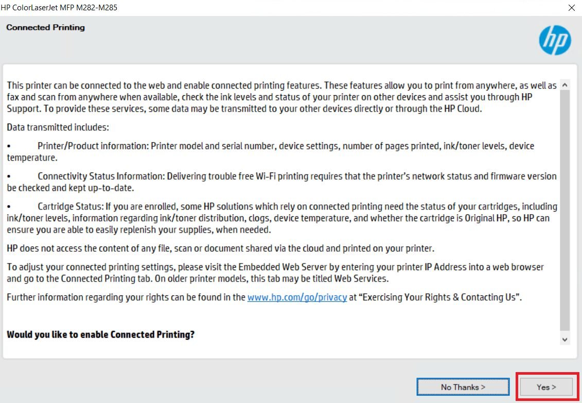 enable connected printing feature