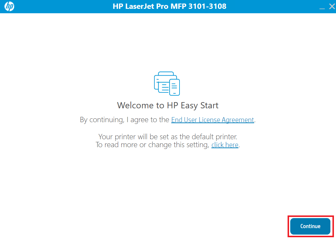 accept printer settings and license agreement