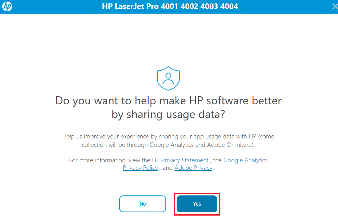 accept to share printer usage data