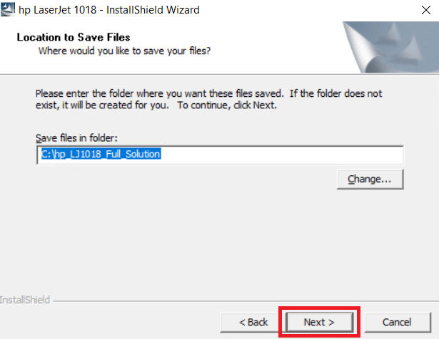 select folder for extracting files