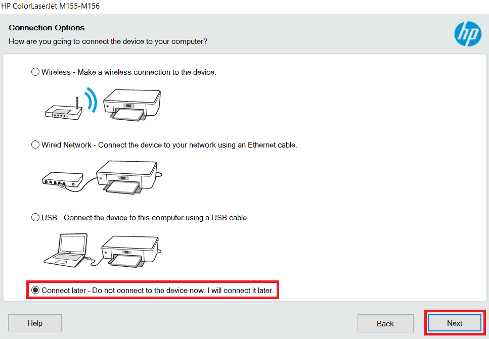 connect printer later