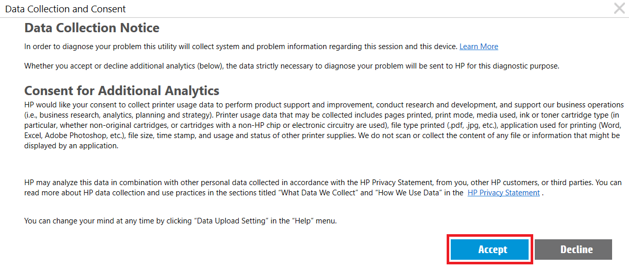 accept sharing your data