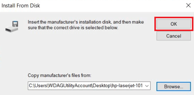 click on the OK button