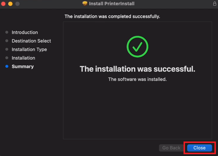 installation is successful