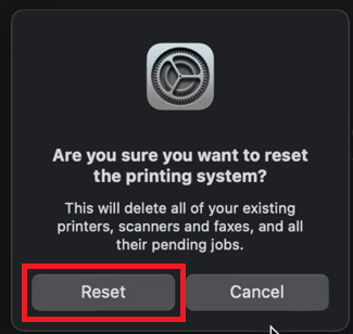 select the reset option