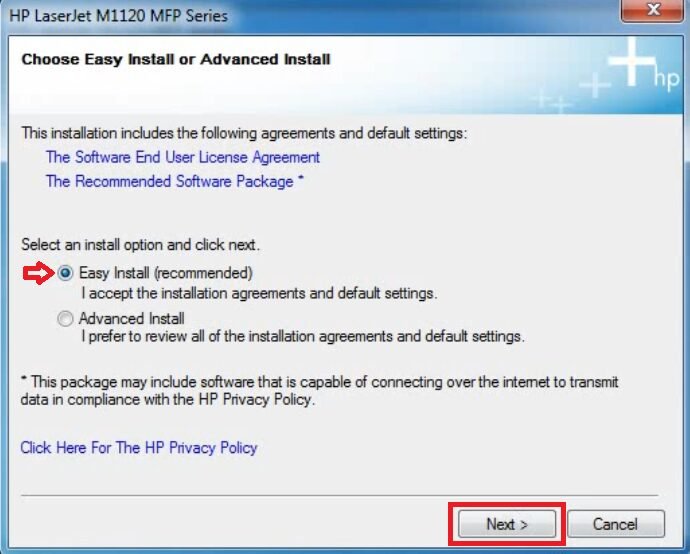 select the easy install option