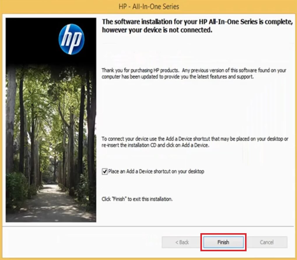 click on finish to close