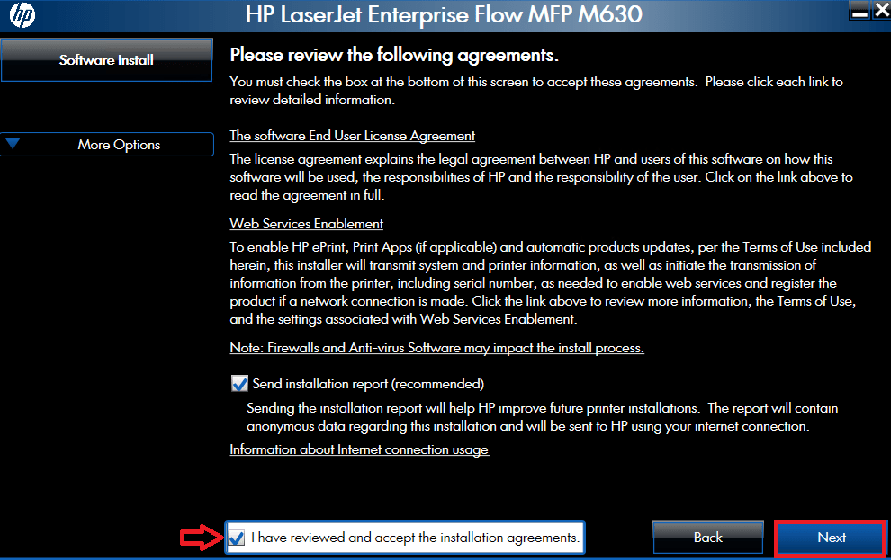 select the option to accept agreements