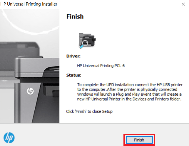 click on finish to close