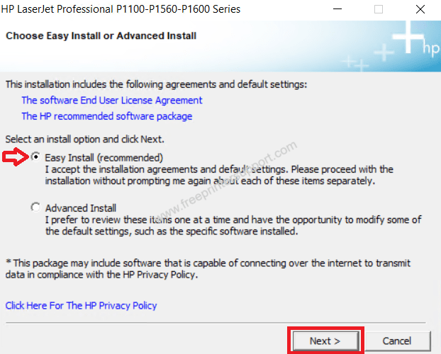 select easy install option