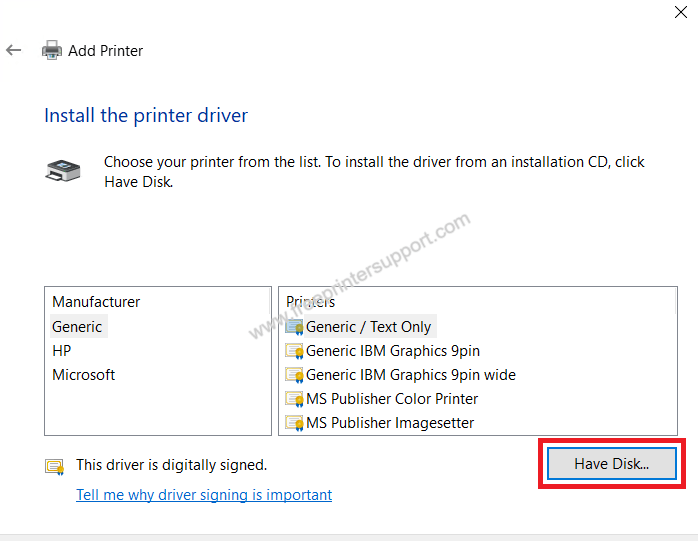 click on have disk