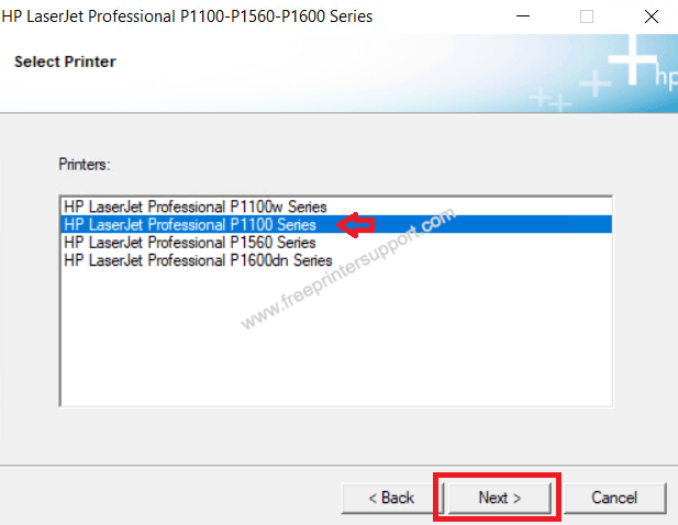 select HP LaserJet Professional P1100 Series