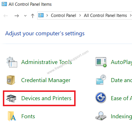 click on device and printers option