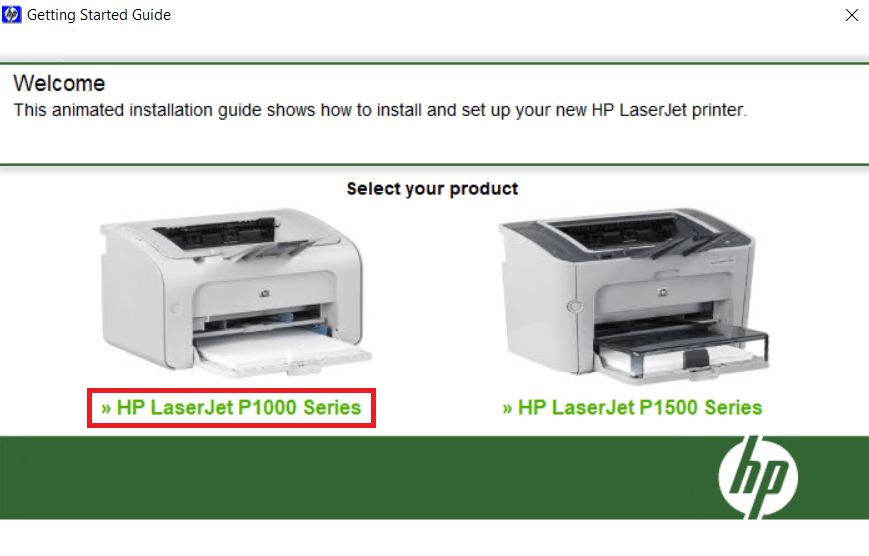 click HP LaserJet P1000 Series