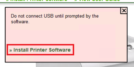 click on Install Printer Software