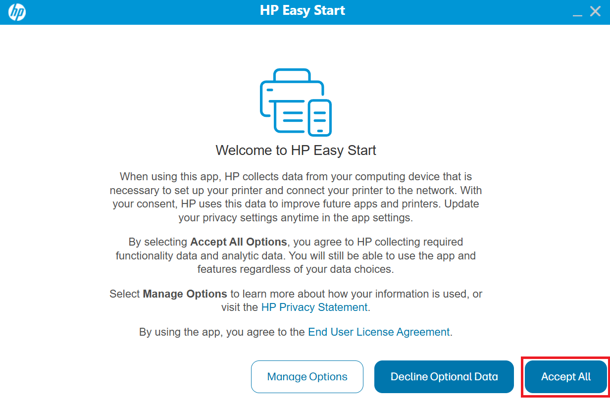 Accept all options to proceed