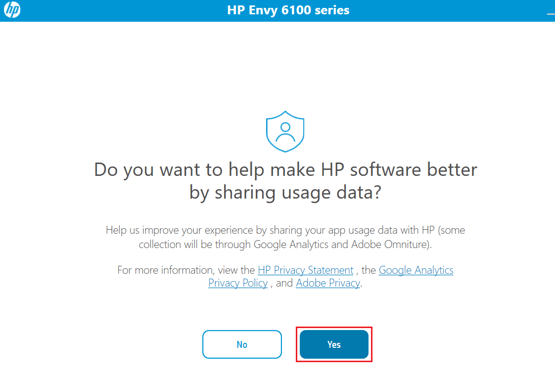 click yes to share usage data