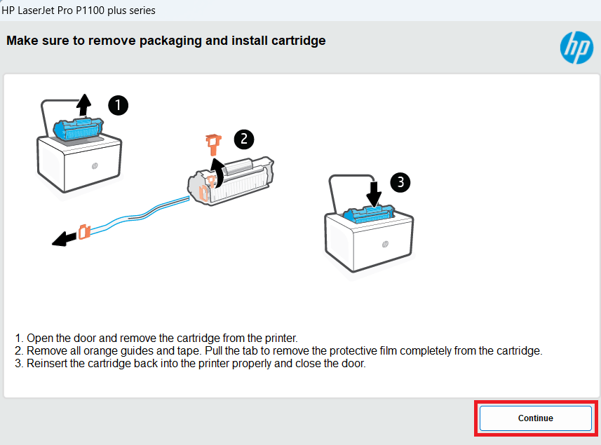 make sure your cartridge is installed