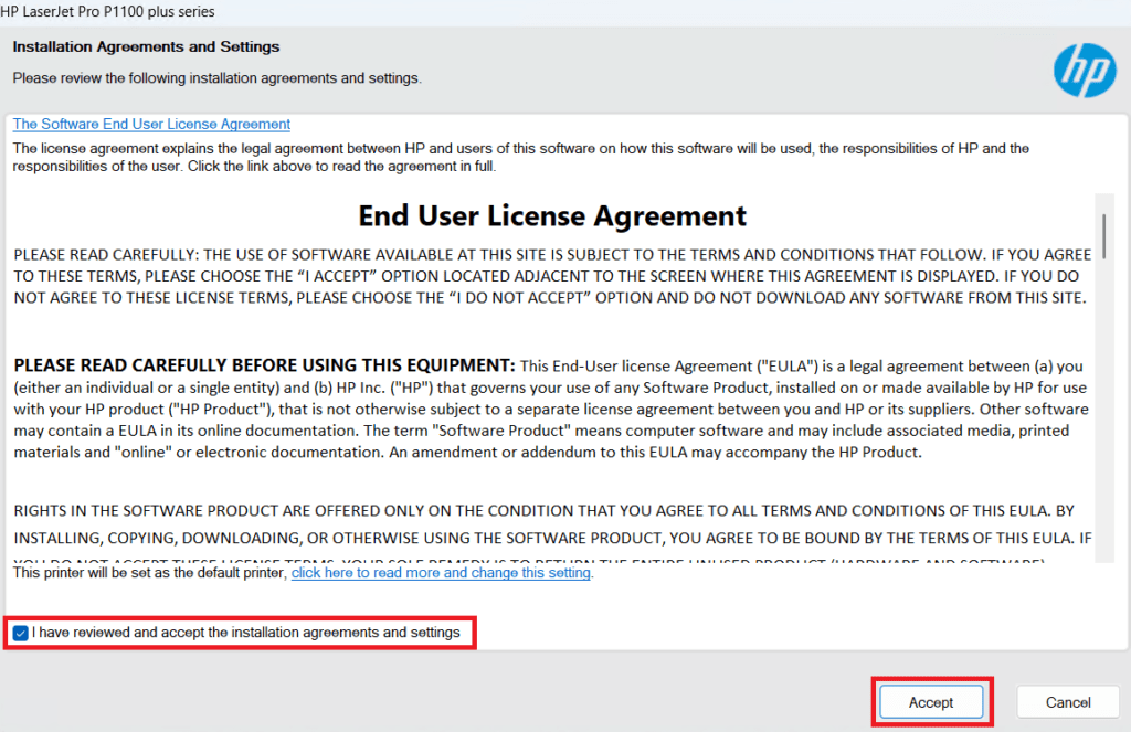 accept the terms of the license agreement