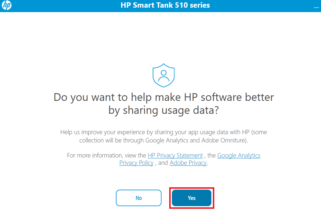 click on Yes to share data